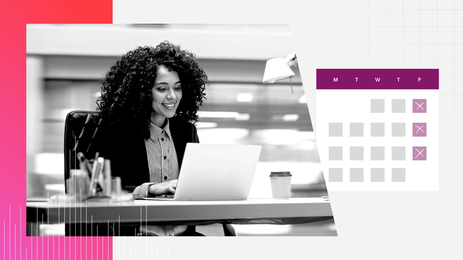 A woman working at a laptop